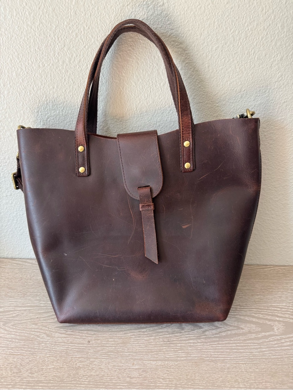 Women's s-zone Leather Tote Bag: Brown Work Bag